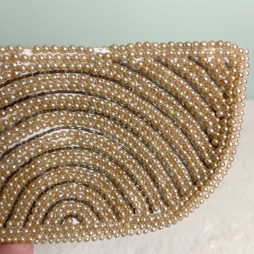 Vintage A David's Import Pearl Zip Mini Evening Pouch Purse Clutch Made in Japan - Picture 2 of 8